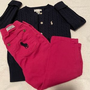 Polo Ralph Lauren Girls Sweater & Pants sz 24mo